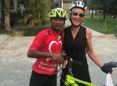 Catherine Hunter Cycling on the  tour with redspokes